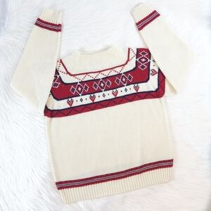 JCPenney Cream and Red Men's Cardigan Sweater